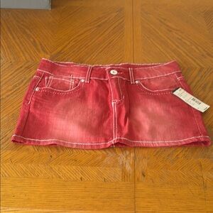 Bongo Red Jean Skirt